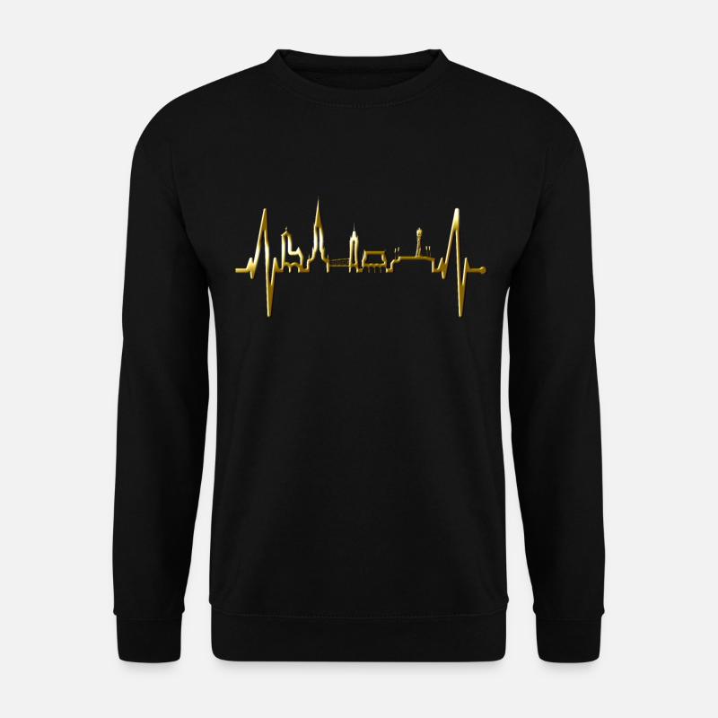 Freiburg im Breisgau Skyline Herzschlag Freiburger - Unisex Pullover - Schwarz