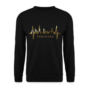 Freiburg im Breisgau Skyline Heartbeat Freiburger - Unisex Sweatshirt - black - Front - Alina (178cm) & Michal (187cm)