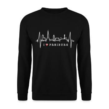 Freiburg im Breisgau Skyline Heartbeat Freiburger - Unisex Sweatshirt - black - Front - Alina (178cm) & Michal (187cm)