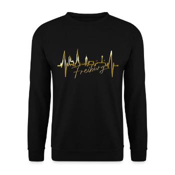 Freiburg im Breisgau Skyline Heartbeat Freiburger - Unisex Sweatshirt - black - Front - Alina (178cm) & Michal (187cm)