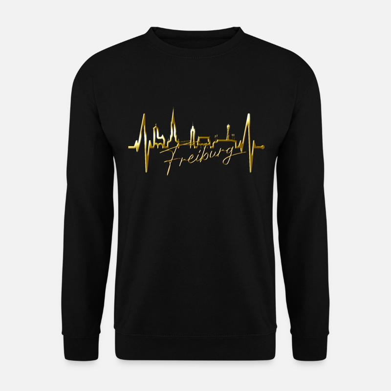 Freiburg im Breisgau Skyline Herzschlag Freiburger - Unisex Pullover - Schwarz