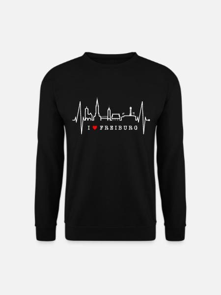 Freiburg im Breisgau Skyline Herzschlag Freiburger - Unisex Pullover - Schwarz