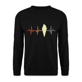 Eiswaffel Herzklopfen Vintage Look - Unisex Pullover - Schwarz - Vorne - Alina (178cm) & Michal (187cm)