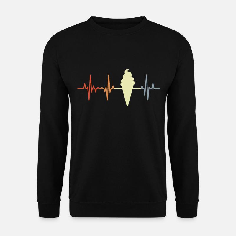 Cornet de crème glacée palpitations coeur look vintage - Sweat-shirt Unisexe - noir