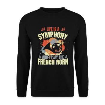 Motivation du cor français - Sweat-shirt Unisexe - noir - Devant - Alina (178cm) & Michal (187cm)