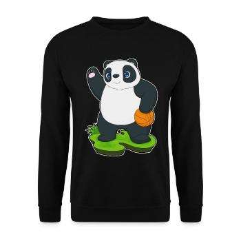 Panda Basketball Player Basketball - Unisex Sweatshirt - black - Front - Alina (178cm) & Michal (187cm)