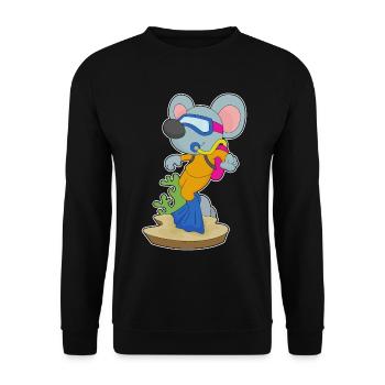 Maus Taucher Schwimmbrille Tauchen - Unisex Pullover - Schwarz - Vorne - Alina (178cm) & Michal (187cm)