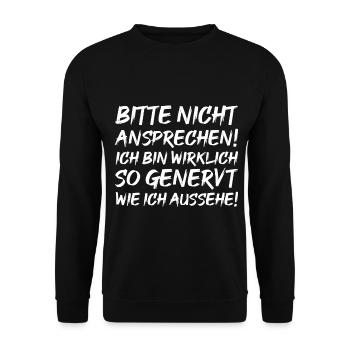 Genervt sein Spruch - Unisex Pullover - Schwarz - Vorne - Alina (178cm) & Michal (187cm)