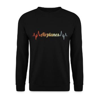 Flugzeuge Herzklopfen Vintage Look - Unisex Pullover - Schwarz - Vorne - Alina (178cm) & Michal (187cm)