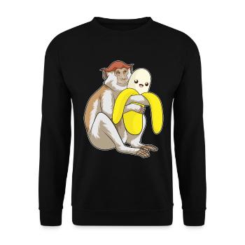 Singe Banane - Sweat-shirt Unisexe - noir - Devant - Alina (178cm) & Michal (187cm)