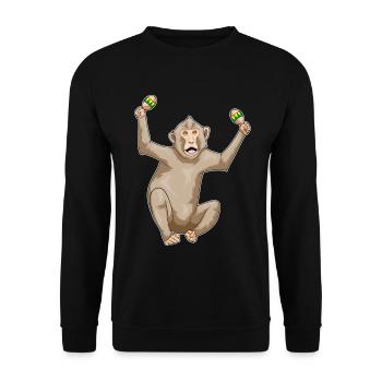 Monkey Musician Rattle Music - Unisex Sweatshirt - black - Front - Alina (178cm) & Michal (187cm)