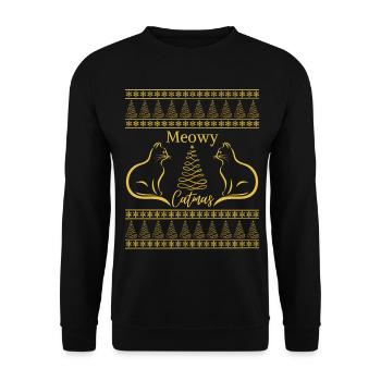 Meowy Catmas Christmas Cat Lover Christmas Mood - Unisex Sweatshirt - black - Front - Alina (178cm) & Michal (187cm)