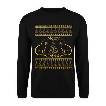 Merry Catmas Christmas Cat Lover Christmas Mood - Unisex Sweatshirt - black - Front - Alina (178cm) & Michal (187cm)