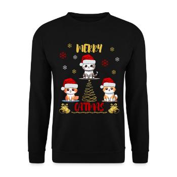 Merry Catmas Cat Lover Funny Cute - Unisex Sweatshirt - black - Front - Alina (178cm) & Michal (187cm)