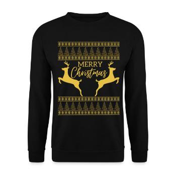 Merry Christmas Rennes Flocon de neige de Noël - Sweat-shirt Unisexe - noir - Devant - Alina (178cm) & Michal (187cm)