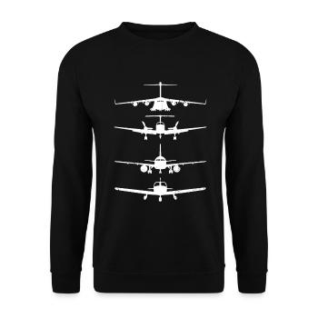 Retro Flugzeugmodelle - Unisex Pullover - Schwarz - Vorne - Alina (178cm) & Michal (187cm)