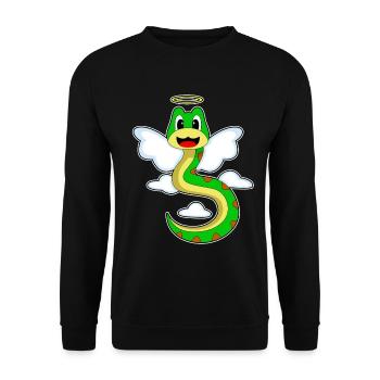 Schlange Engelsflügel - Unisex Pullover - Schwarz - Vorne - Alina (178cm) & Michal (187cm)
