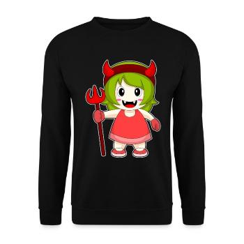 Girls Halloween Devil Trident - Unisex Sweatshirt - black - Front - Alina (178cm) & Michal (187cm)