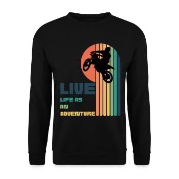Vivre la Vie comme une Aventure - Moto Cross - Sweat-shirt Unisexe - noir - Devant - Alina (178cm) & Michal (187cm)