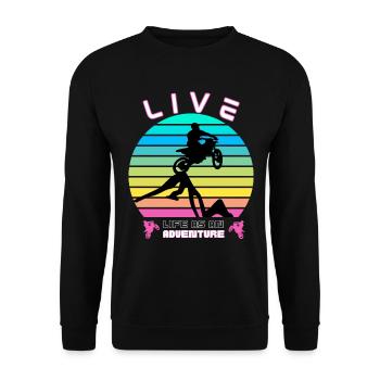 Vivre la Vie comme une Aventure - Moto Cross - Sweat-shirt Unisexe - noir - Devant - Alina (178cm) & Michal (187cm)