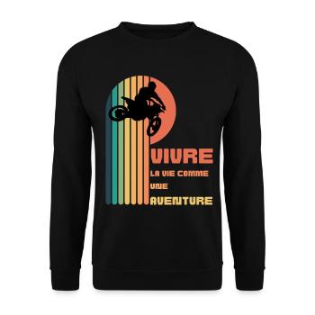 Vivre la Vie comme une Aventure - Moto Cross - Sweat-shirt Unisexe - noir - Devant - Alina (178cm) & Michal (187cm)