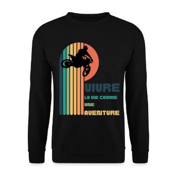Vivre la Vie comme une Aventure - Moto Cross - Sweat-shirt Unisexe - noir - Devant - Alina (178cm) & Michal (187cm)