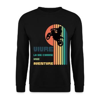 Vivre la Vie comme une Aventure - Moto Cross - Sweat-shirt Unisexe - noir - Devant - Alina (178cm) & Michal (187cm)