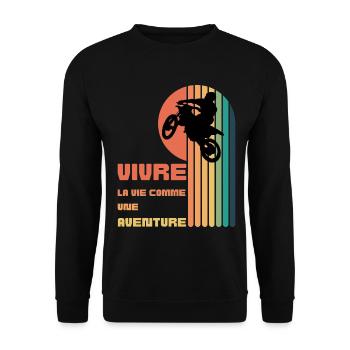Vivre la Vie comme une Aventure - Moto Cross - Sweat-shirt Unisexe - noir - Devant - Alina (178cm) & Michal (187cm)
