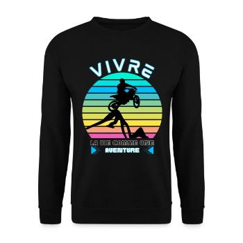 Vivre la Vie comme une Aventure - Moto Cross - Sweat-shirt Unisexe - noir - Devant - Alina (178cm) & Michal (187cm)