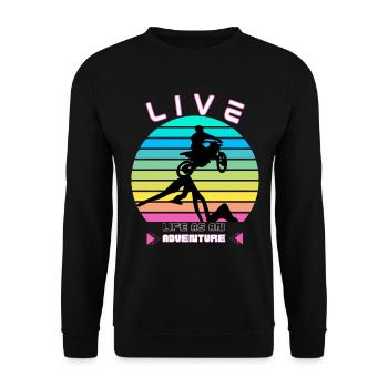 Vivre la Vie comme une Aventure - Moto Cross - Sweat-shirt Unisexe - noir - Devant - Alina (178cm) & Michal (187cm)