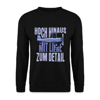 Flugzeug Modellbauer Hoch hinaus Detail Geschenk - Unisex Pullover - Schwarz - Vorne - Alina (178cm) & Michal (187cm)