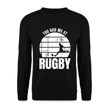 Du hattest mich bei Rugby - Unisex Pullover - Schwarz - Vorne - Alina (178cm) & Michal (187cm)