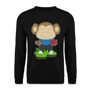 Affe Apfel  - Unisex Pullover - Schwarz - Vorne - Alina (178cm) & Michal (187cm)