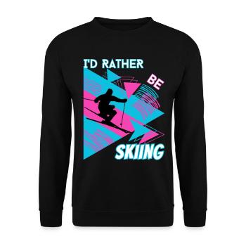 I'd Rather Ski - Ski Wintersportler Skifahrer - Unisex Pullover - Schwarz - Vorne - Alina (178cm) & Michal (187cm)