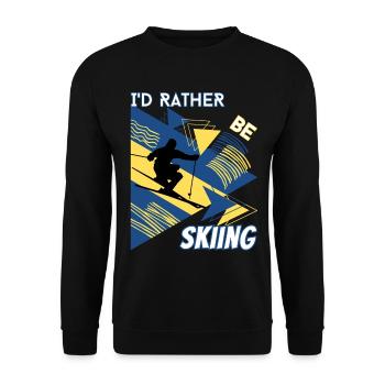 I'd Rather Ski - Ski Wintersportler Skifahrer - Unisex Pullover - Schwarz - Vorne - Alina (178cm) & Michal (187cm)