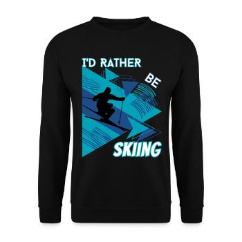 I'd Rather Ski - Ski Wintersportler Skifahrer - Unisex Pullover - Schwarz - Vorne - Alina (178cm) & Michal (187cm)