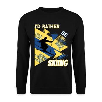 I'd Rather Ski - Ski Wintersportler Skifahrer - Unisex Pullover - Schwarz - Vorne - Alina (178cm) & Michal (187cm)