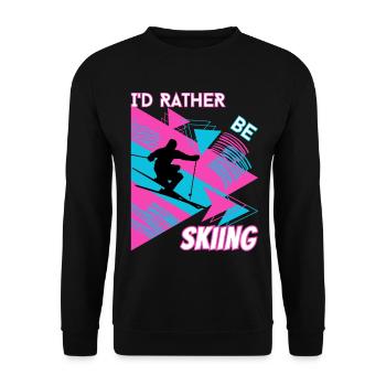 I'd Rather Ski - Ski Wintersportler Skifahrer - Unisex Pullover - Schwarz - Vorne - Alina (178cm) & Michal (187cm)