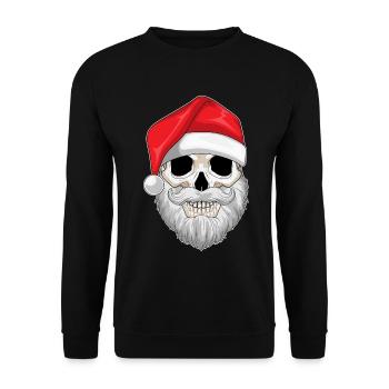 Weihnachtsmann Weihnachten Totenkopf  - Unisex Pullover - Schwarz - Vorne - Alina (178cm) & Michal (187cm)