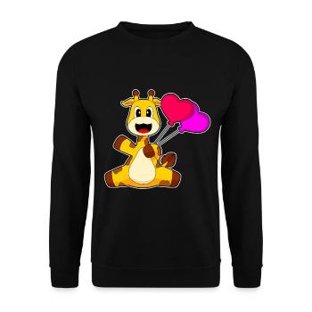 Giraffe Luftballon - Unisex Pullover - Schwarz - Vorne - Alina (178cm) & Michal (187cm)