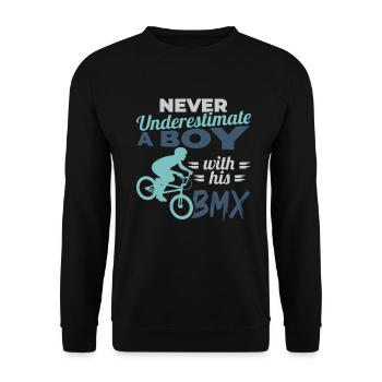 Never underestimate a boy with BMX - Unisex Sweatshirt - black - Front - Alina (178cm) & Michal (187cm)