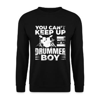 Drummer Junge - Unisex Pullover - Schwarz - Vorne - Alina (178cm) & Michal (187cm)