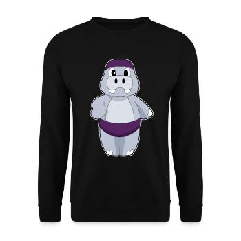 Été du bonnet de baignade hippopotame - Sweat-shirt Unisexe - noir - Devant - Alina (178cm) & Michal (187cm)