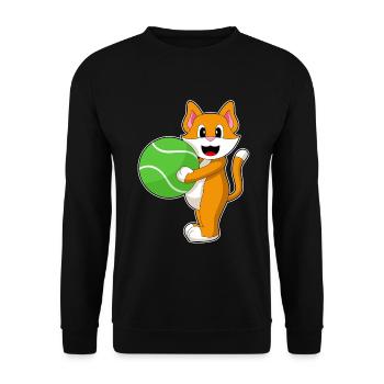 Cat Tennis Tennis Ball Sport - Unisex Sweatshirt - black - Front - Alina (178cm) & Michal (187cm)