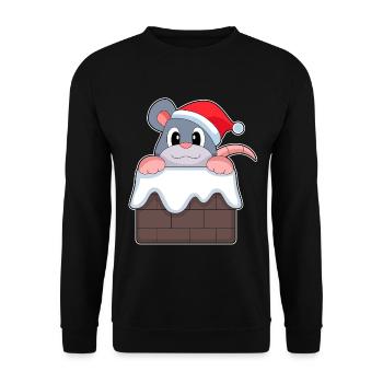 Mouse Christmas Christmas Hat - Unisex Sweatshirt - black - Front - Alina (178cm) & Michal (187cm)