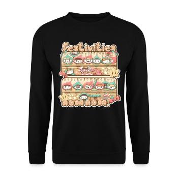 Festivities nom nom, Christmas funny elves - Unisex Sweatshirt - black - Front - Alina (178cm) & Michal (187cm)