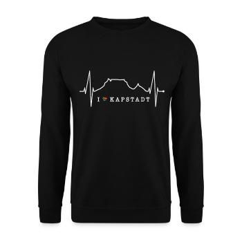Kapstadt Skyline Herzschlag Südafrika Tafelberg - Unisex Pullover - Schwarz - Vorne - Alina (178cm) & Michal (187cm)