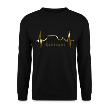 Kapstadt Skyline Herzschlag Südafrika Tafelberg - Unisex Pullover - Schwarz - Vorne - Alina (178cm) & Michal (187cm)