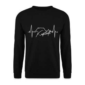 Kapstadt Skyline Herzschlag Südafrika Tafelberg - Unisex Pullover - Schwarz - Vorne - Alina (178cm) & Michal (187cm)