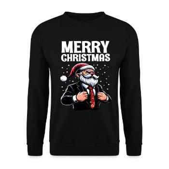 Merry Christmas Chef Wichtel Weihnachts Gnome - Unisex Pullover - Schwarz - Vorne - Alina (178cm) & Michal (187cm)